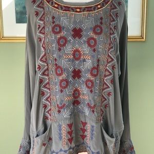 JOHNNY WAS Foro 100% Silk Embroidered Boho…
